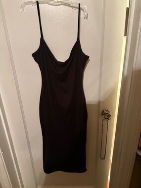 naked wardrobe Black  Midi Slip Dress
